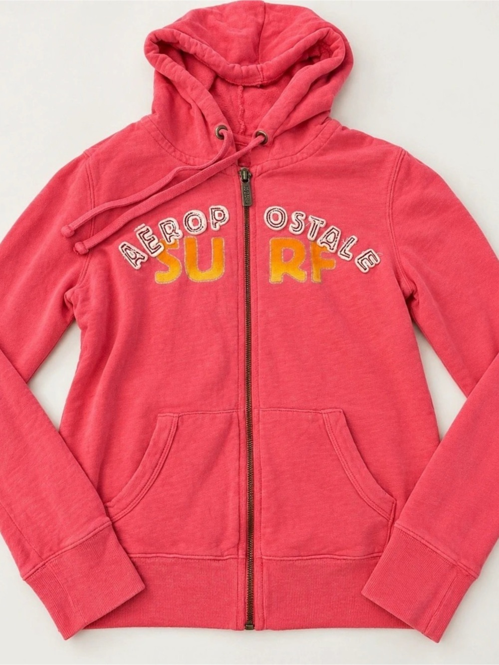 Aeropostale Surf Full Zip Hoodie Pink Medium